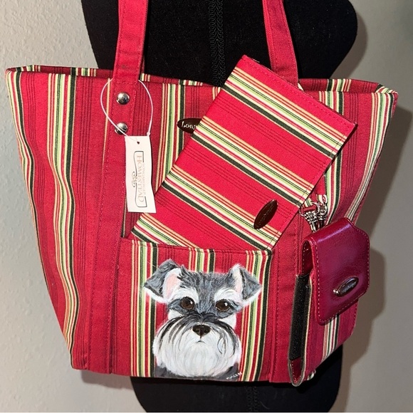 Longaberger Homestead Women’s One of a Kind Schnauzer Striped Small Tote Bag NWT - Picture 15 of 16